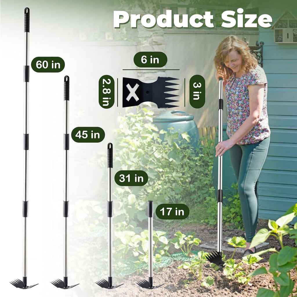 Greenhaus Gardening 2-in-1 Weed Puller Tool with 60-Inch Adjustable Handle