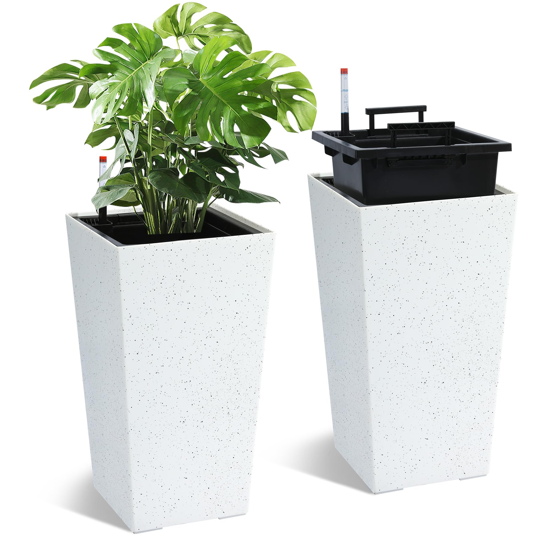 Greenhaus Gardening 21.6-Inch Self-Watering Rectangular Planters Set of 2
