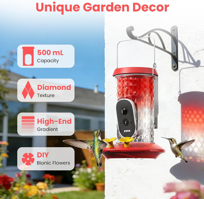 GreenHaus Gardening Intelligent Hummingbird Feeder with Live Camera Monitoring