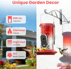 Greenhaus Gardening Outdoor Smart Bird Feeder with Solar Power and App Control