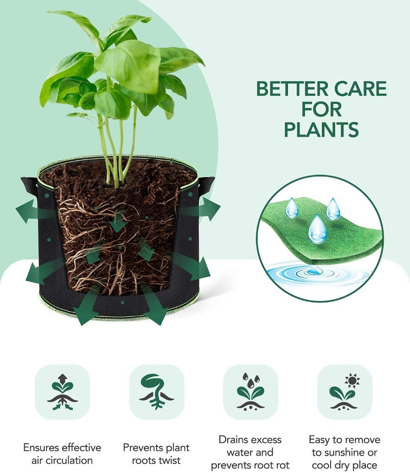 Greenhaus Gardening Premium Fabric Grow Pots 10-Pack for Vegetables