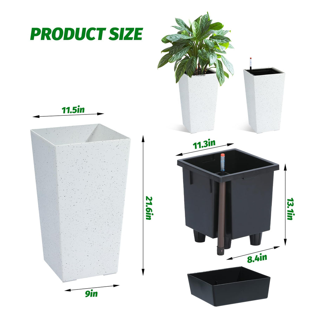 Greenhaus Gardening 21.6-Inch Self-Watering Rectangular Planters Set of 2