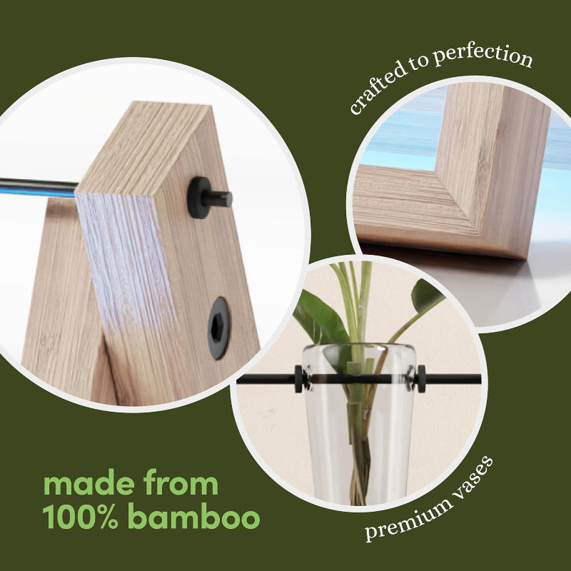 Greenhaus Gardening Wooden Plant Propagation Stand with Glass Bulb Vases