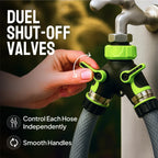 Greenhaus Gardening Heavy Duty 2-Way Garden Hose Splitter with Dual Shut-Off Valves