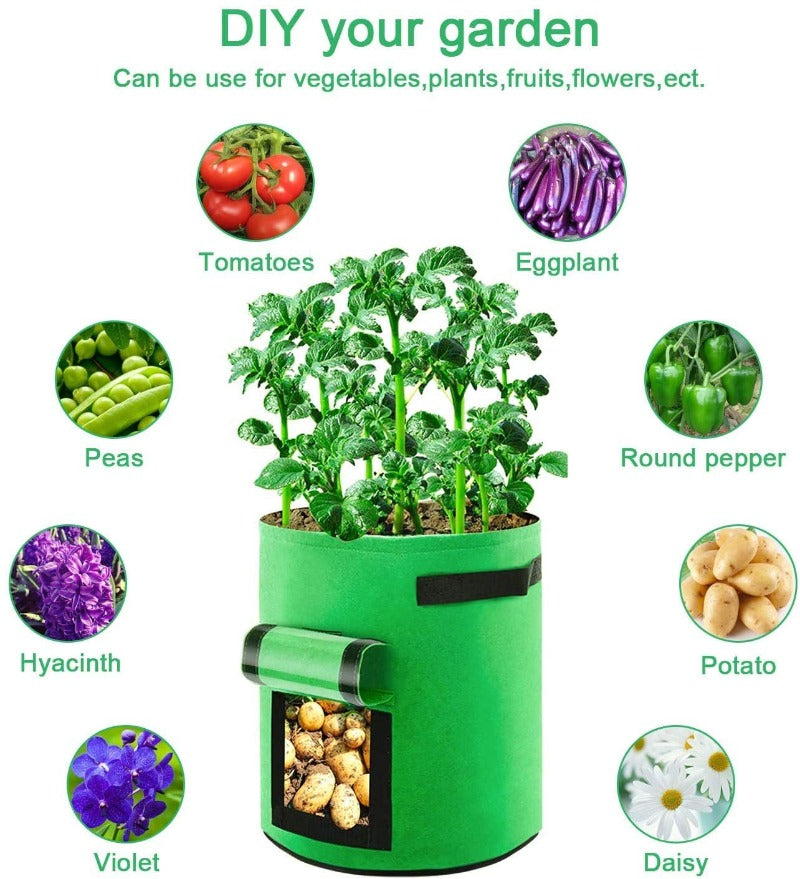 Greenhaus Gardening Foldable Green Garden Bags for Indoor and Outdoor Planting