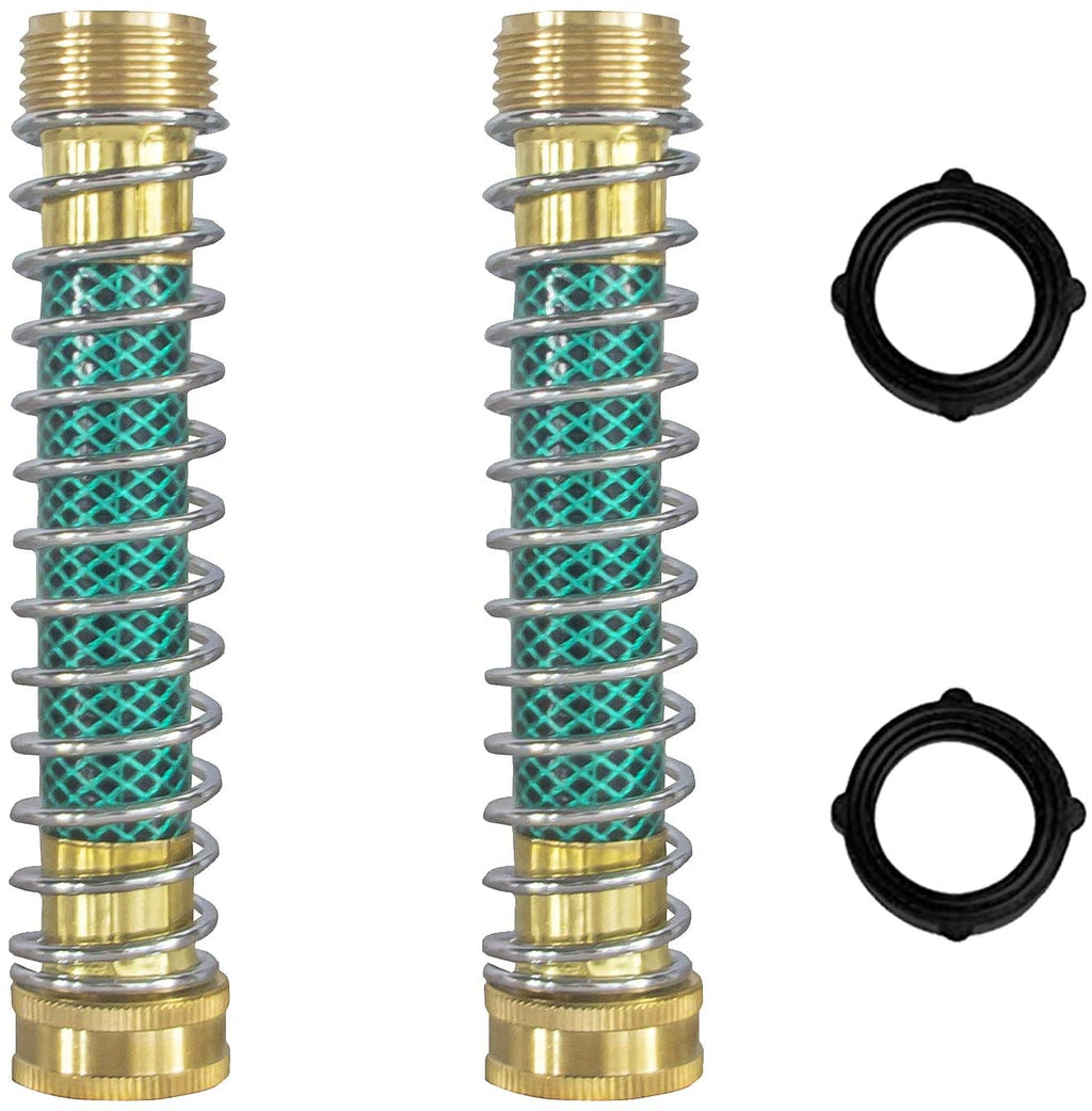 Greenhaus Gardening Brass Hose Extension Adapter with Spiral Hose Protector