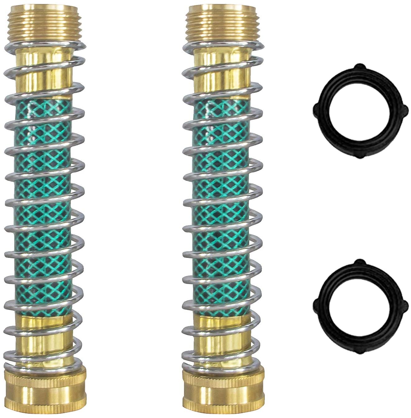 Greenhaus Gardening Brass Hose Extension Adapter with Spiral Hose Protector