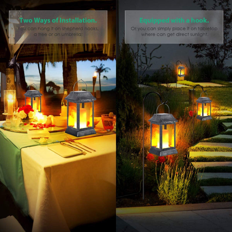 Greenhaus Gardening Solar Flame Lights with Metal Housing 2-Pack