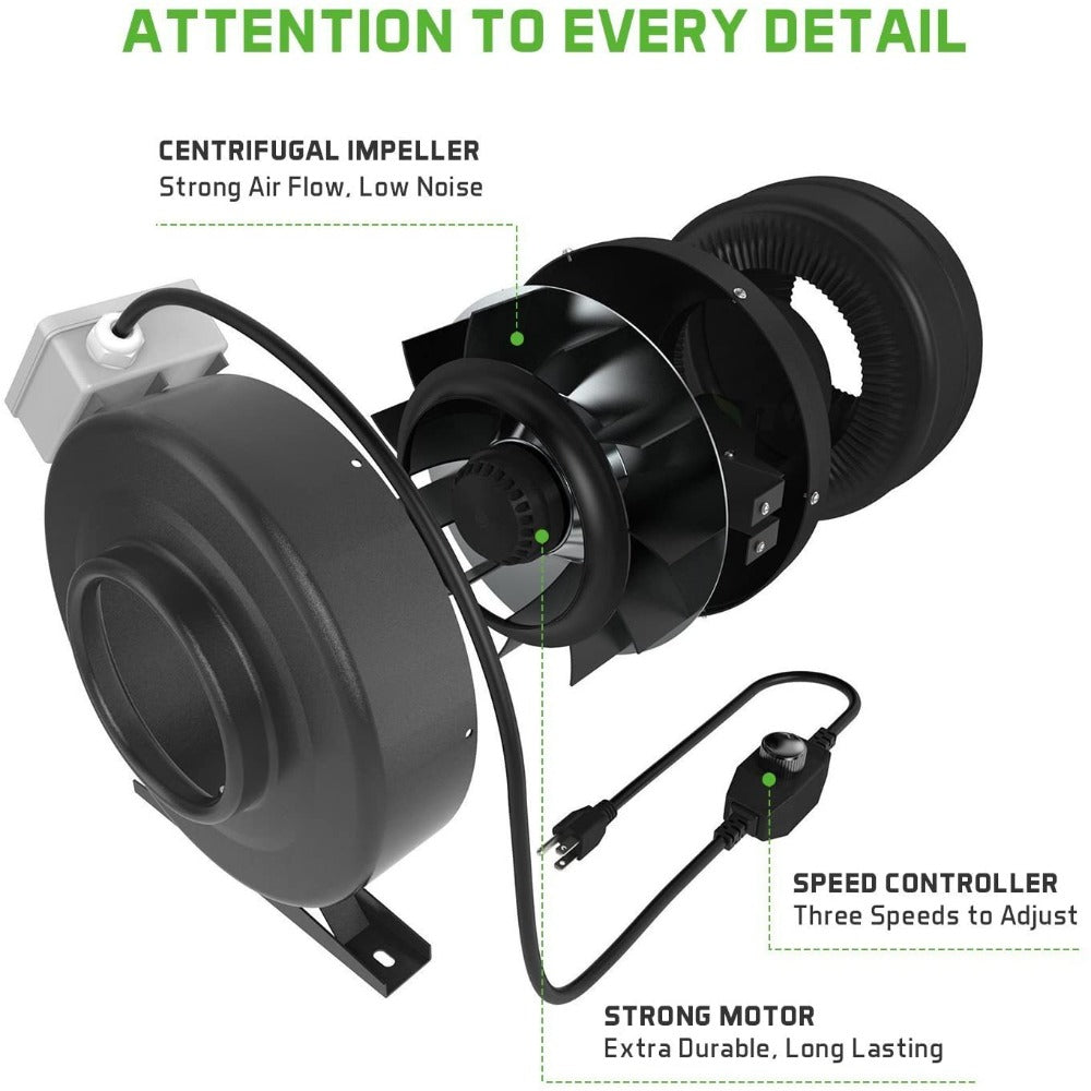 Greenhaus Gardening 8-Inch Air Circulation Kit with Speed Controller