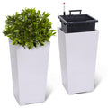 Greenhaus Gardening 23-Inch White Self-Watering Tall Planters Set of 2