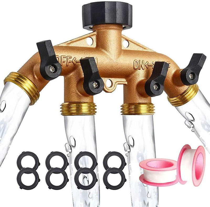 Greenhaus Gardening Brass Hose Adapter with Watertight Ball Valves