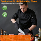 Greenhaus Gardening BBQ Gloves Set with 10 Mil Nitrile Gloves & Cotton Liners