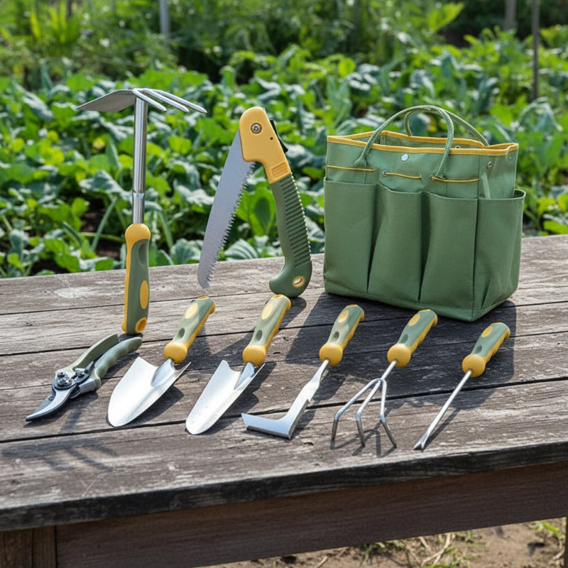 Greenhaus Gardening Garden Tools Set with Kneeling Pad and Gloves