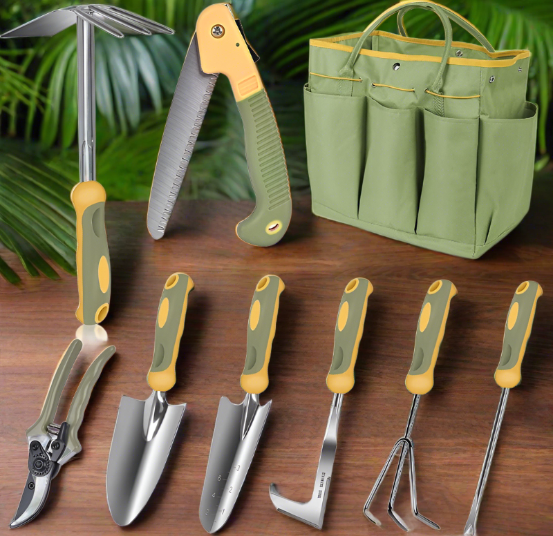 Greenhaus Gardening Garden Tools Set with Kneeling Pad and Gloves