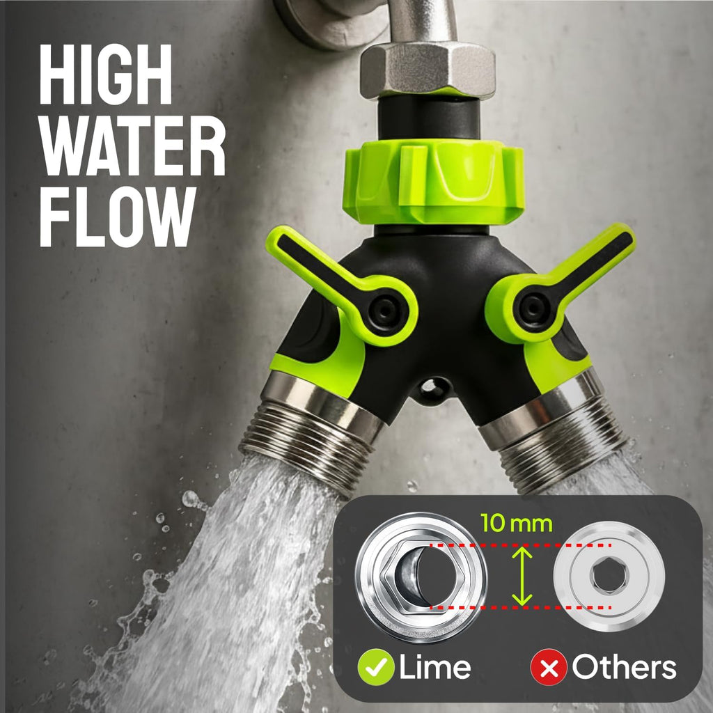 Greenhaus Gardening Heavy Duty 2-Way Garden Hose Splitter with Dual Shut-Off Valves