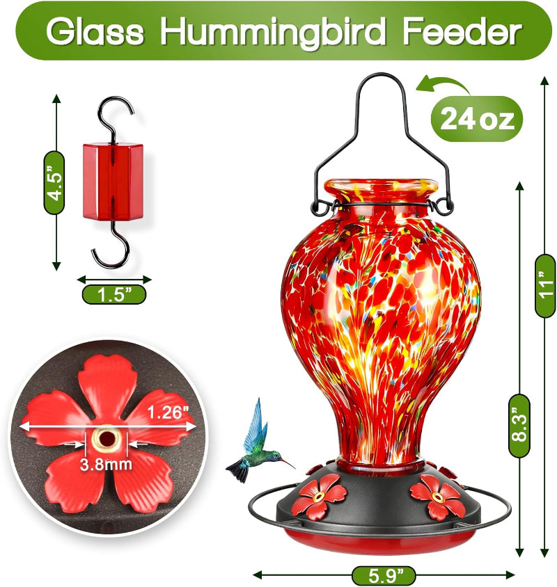 Greenhaus Gardening Glass Nectar Feeder for Hummingbirds
