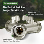 Greenhaus Gardening Nickel Plated Garden Hose Splitter for 3/4-Inch Faucets