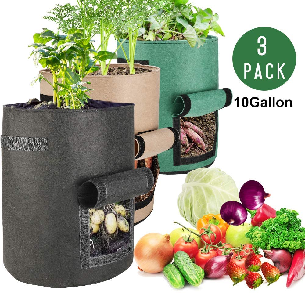 Greenhaus Gardening Fabric Garden Grow Bags Mix for Vegetables and Herbs