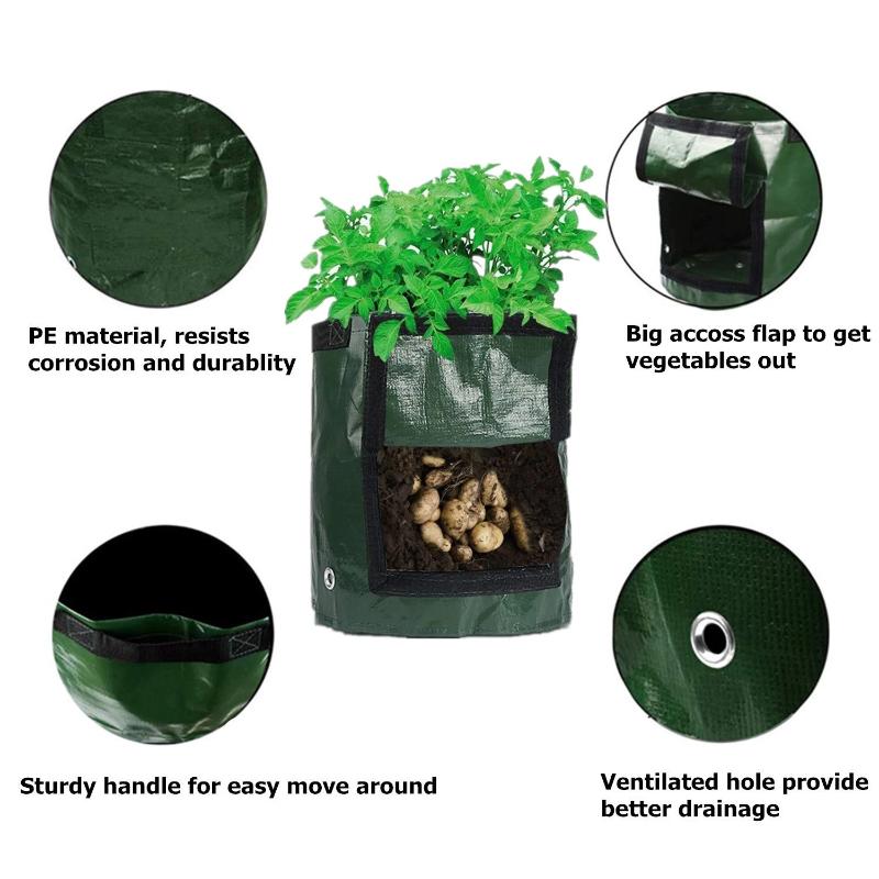 Greenhaus Gardening Vegetable Planting Bags with Easy Access Harvest Flap