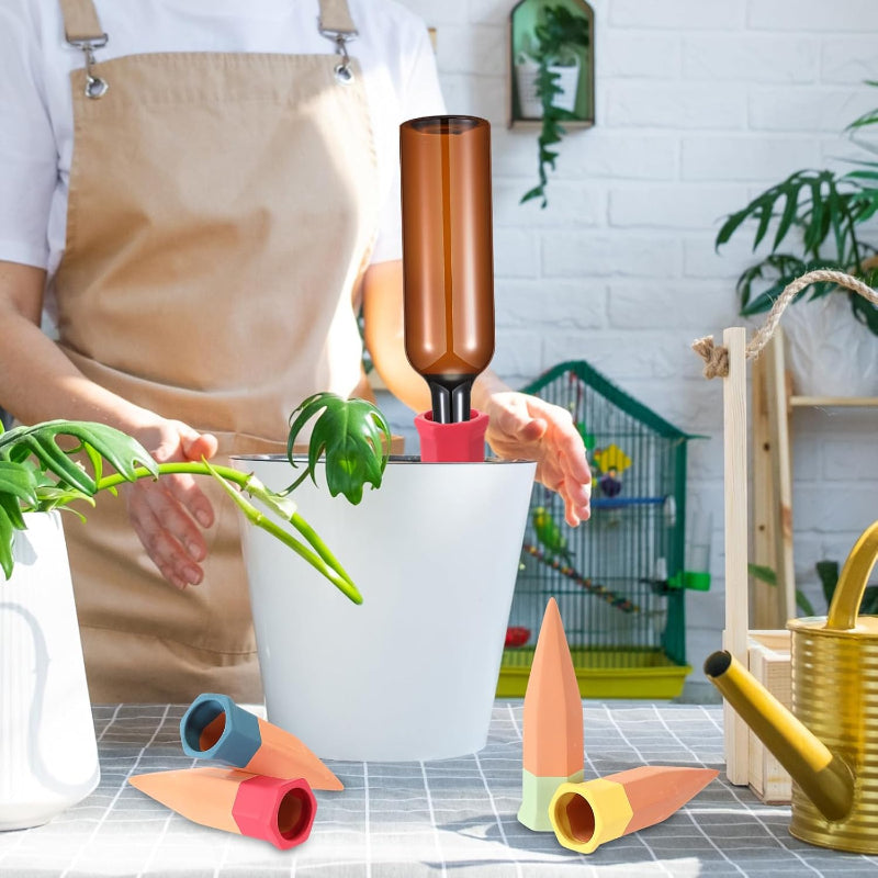 Greenhaus Gardening Terracotta Plant Watering Spikes with 25oz Bottles