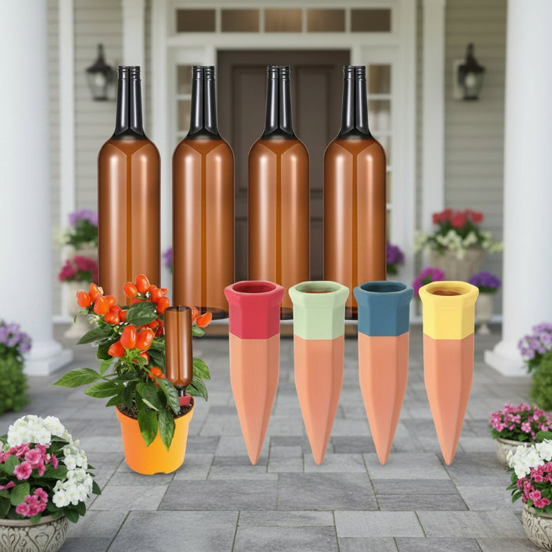 Greenhaus Gardening Terracotta Self-Watering Stakes for Houseplants and Gardens