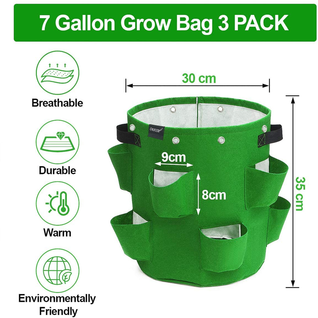 Greenhaus Gardening Strawberry Grow Bags with 8 Side Planting Pockets