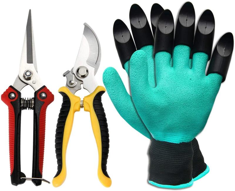 Greenhaus Gardening Garden Tools Set with Scissors, Pruners and Gloves