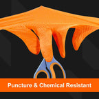 Greenhaus Gardening Industrial Orange Nitrile Gloves with Raised Diamond Grip, 8 Mil