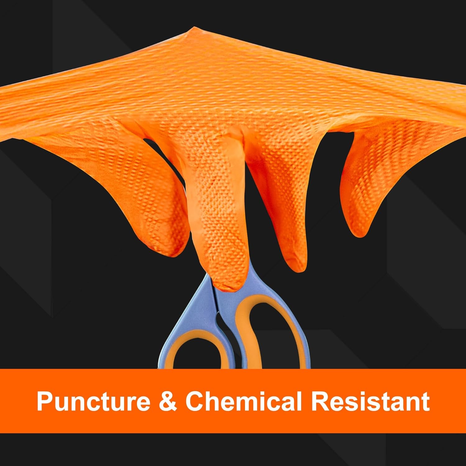 Greenhaus Gardening Industrial Orange Nitrile Gloves with Raised Diamond Grip, 8 Mil