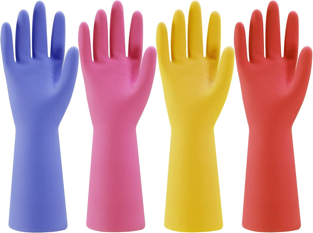 Greenhaus Gardening Reusable Rubber Cleaning Gloves, 4 Pairs with Non-Slip Grip