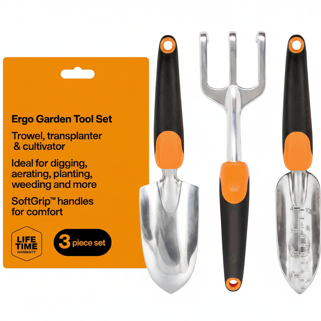 Greenhaus Gardening Heavy-Duty Aluminum Garden Tool Set for Digging, Planting & Cultivating