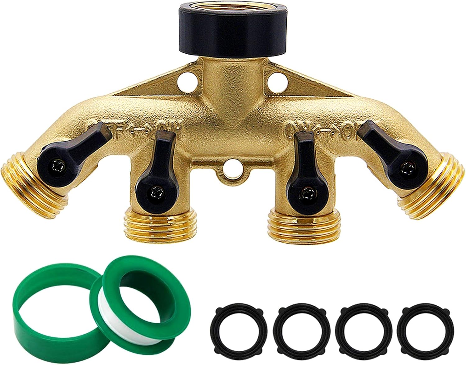 Greenhaus Gardening Heavy-Duty 2-Way Brass Garden Hose Splitter with Individual Shut-Off Valves