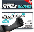 Greenhaus Gardening Black Nitrile Exam Gloves, 4 Mil, Latex-Free & Powder-Free, 100 Count