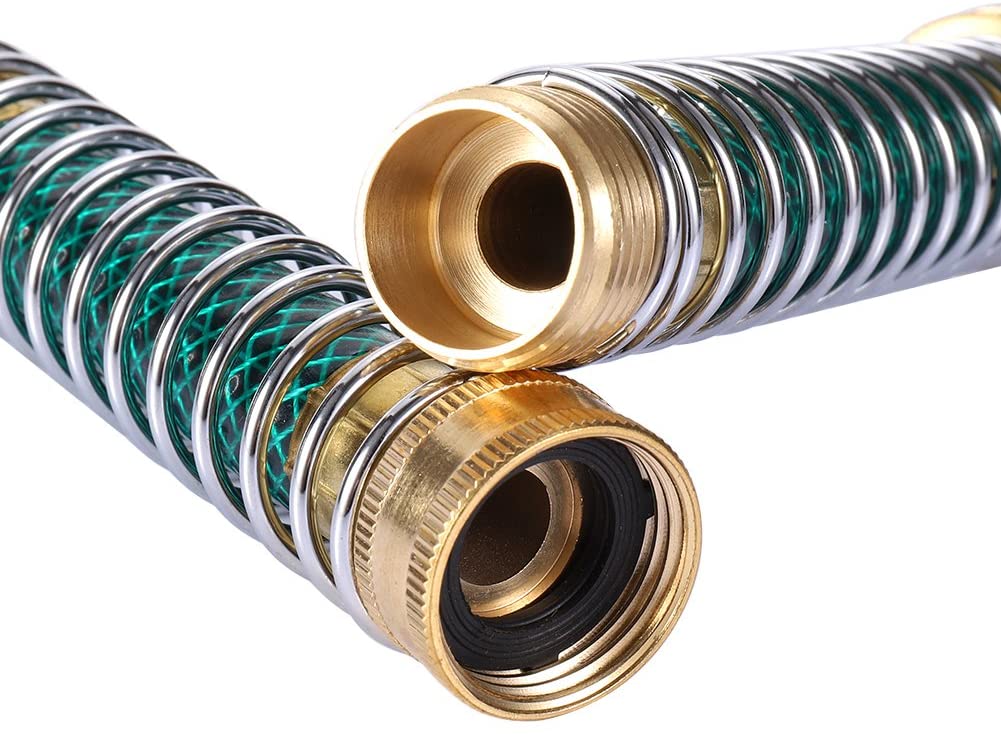 Greenhaus Gardening Brass Hose Extension Adapter with Spiral Hose Protector