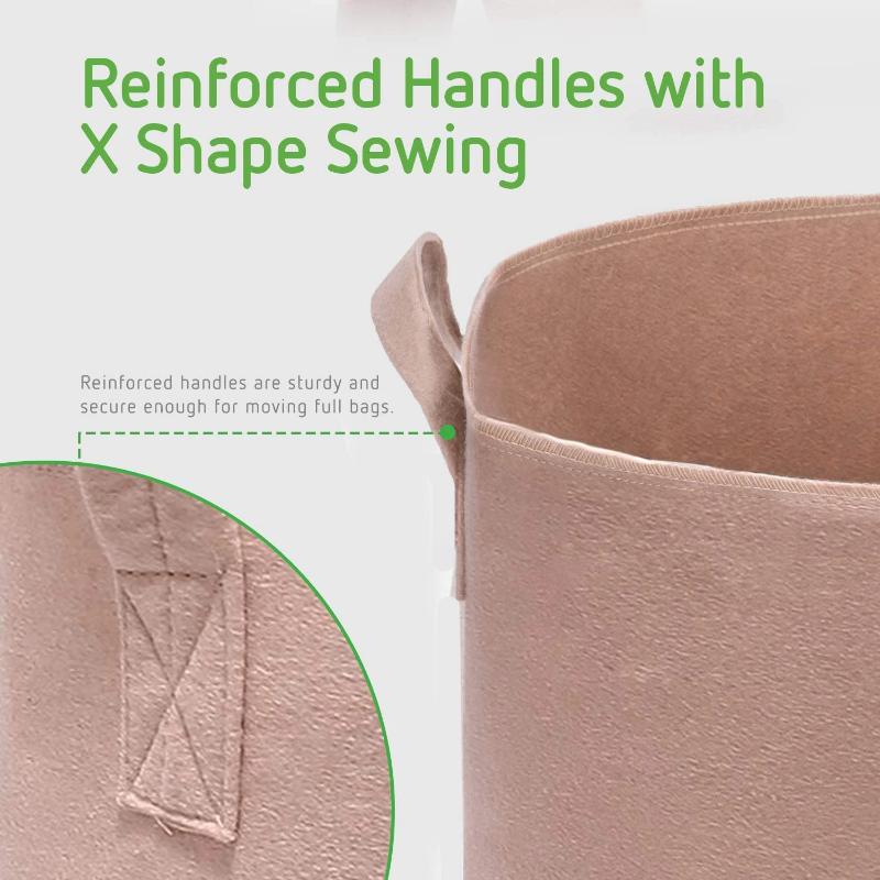 Greenhaus Gardening Premium Beige Garden Grow Bags with Reinforced Handles