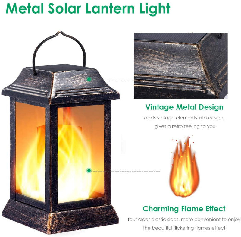 Greenhaus Gardening Decorative Solar Flame Lanterns 2-Pack