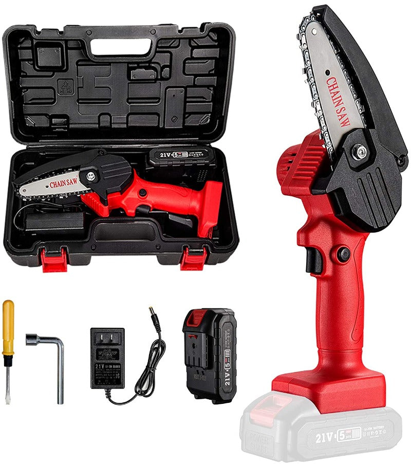 Greenhaus Gardening Handheld Mini Chainsaw for Tree Pruning and Wood Cutting
