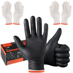 Greenhaus Gardening BBQ Gloves Set with 10 Mil Nitrile Gloves & Cotton Liners