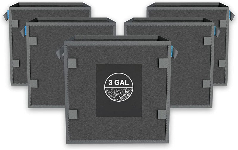 Greenhaus Gardening Square Heavy-Duty Fabric Pots for Root Aeration