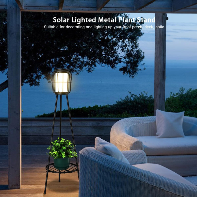 Greenhaus Gardening Solar Plant Display Stand for Outdoor Spaces