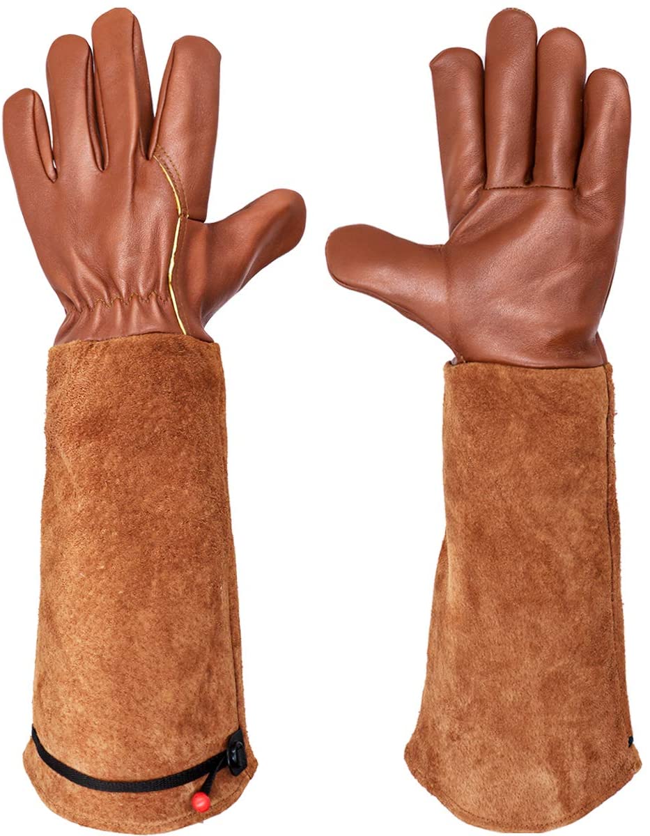 Greenhaus Gardening Adjustable Cuff Pruning Gloves for Yard Work