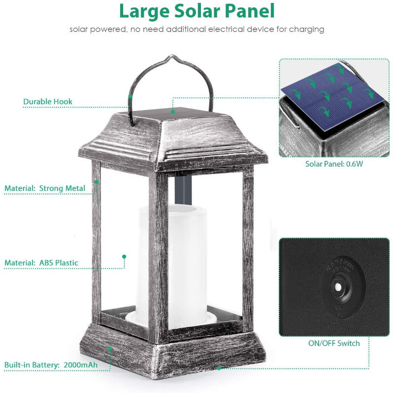 Greenhaus Gardening Decorative Solar Flame Lanterns 2-Pack