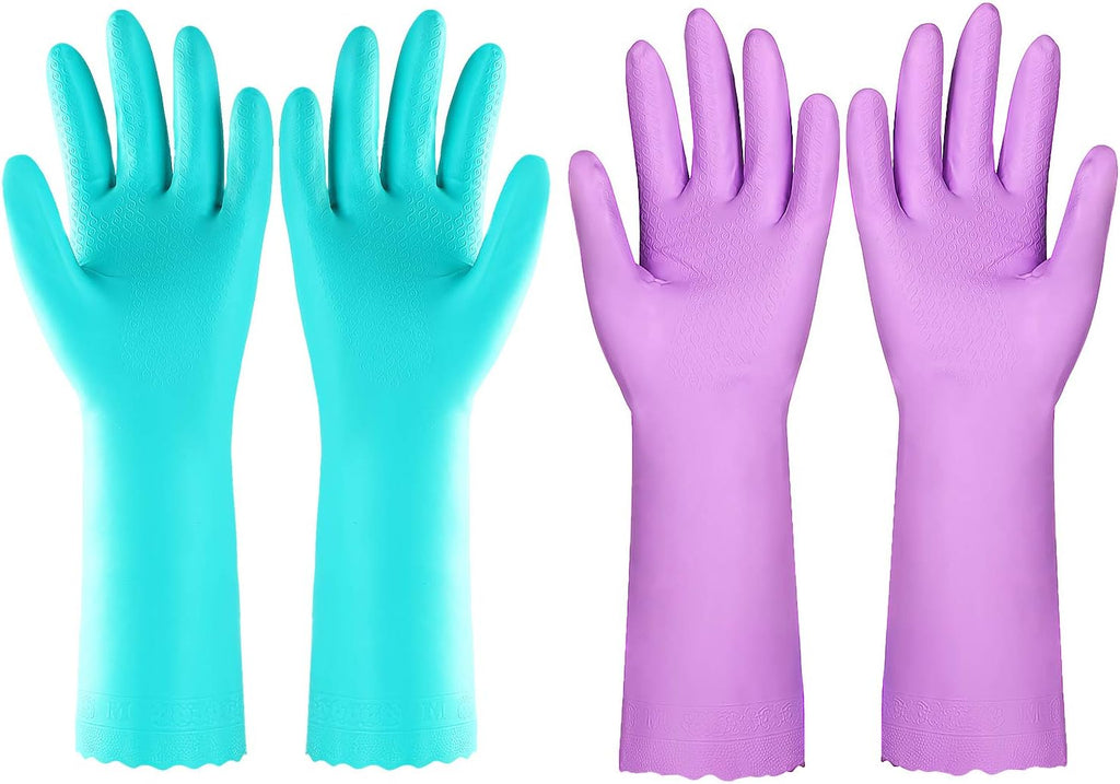 Greenhaus Gardening Reusable Cleaning Gloves, Latex-Free with Cotton Lining, 2 Pairs