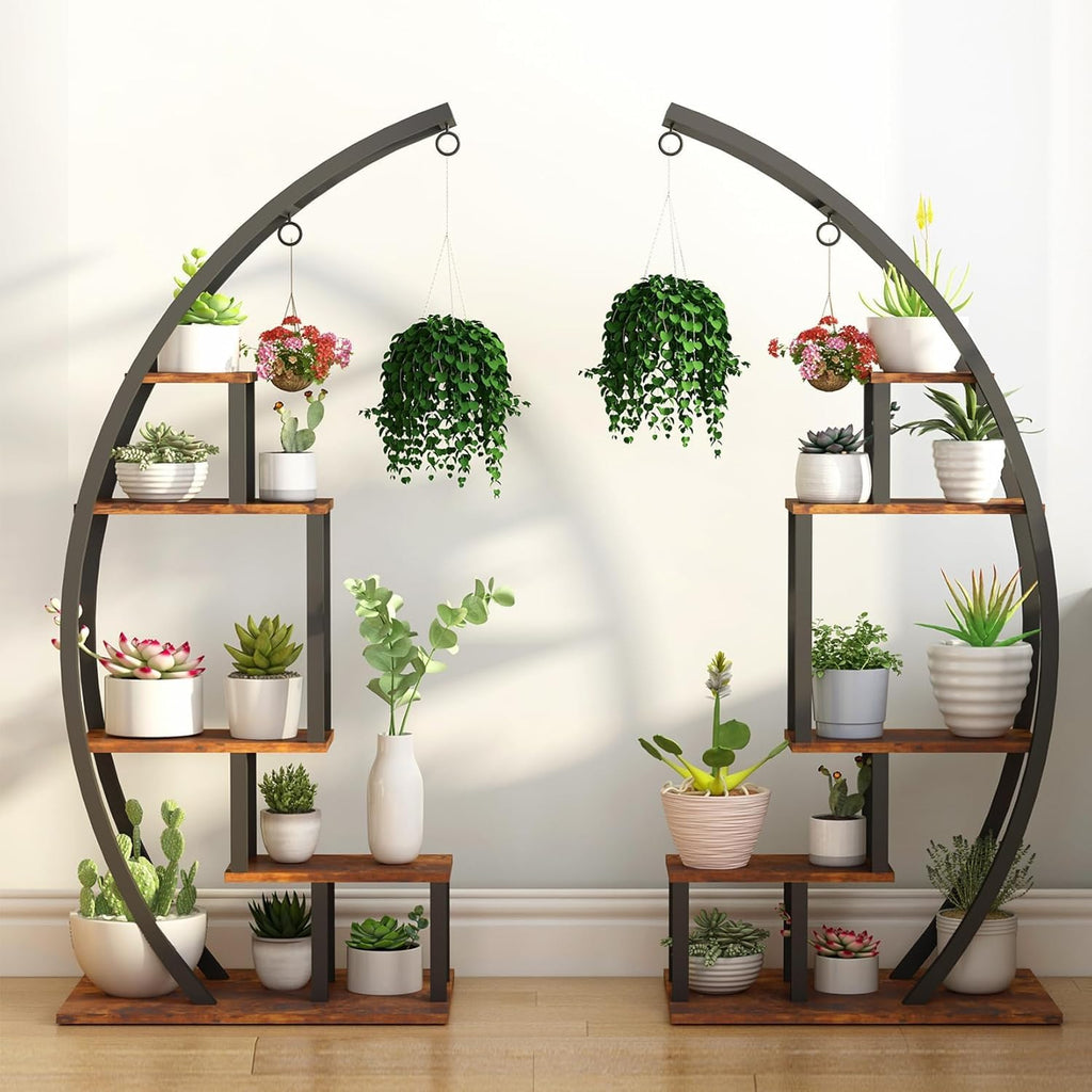Greenhaus Gardening Half Moon Indoor Plant Stand Set of 2