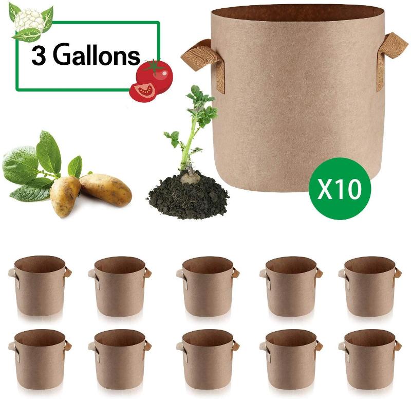 Greenhaus Gardening 10-Pack Fabric Plant Bags for Soil and Soil Mixes