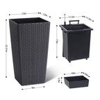 Greenhaus Gardening 23-Inch Black Rattan Self-Watering Planters Set of 2