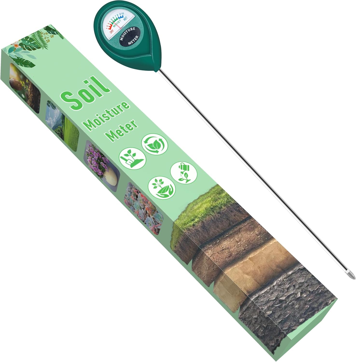 Greenhaus Gardening Long Probe Soil Moisture Meter for Indoor & Outdoor Plants