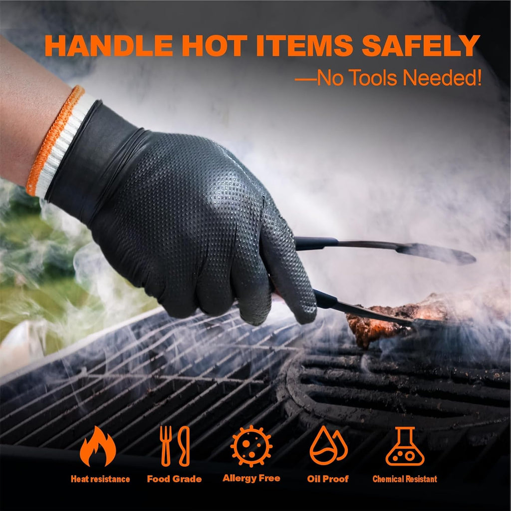 Greenhaus Gardening BBQ Gloves Set with 10 Mil Nitrile Gloves & Cotton Liners