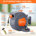 Greenhaus Gardening 82 ft Retractable Air Hose Reel with Auto Rewind & 180° Swivel Bracket
