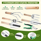 Greenhaus Gardening Premium 9-Piece Stainless Steel Garden Tool Set with Floral Tote, Gift Box & Repotting Mat